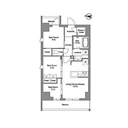 荒川区東日暮里2丁目マンション 3LDKの間取図画像