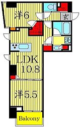ミリアレジデンス浅草駒形 10階2LDKの間取り