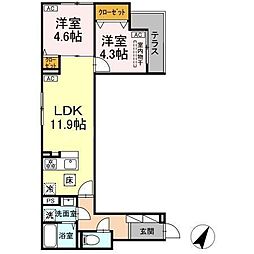 セレスティア扇III 2LDKの間取図画像