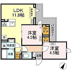 セレスティア扇III 2LDKの間取図画像