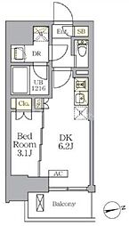 ザ・ライオンズフォーシア文京湯島 1DKの間取図画像
