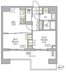ザ・ライオンズフォーシア文京湯島 10階2DKの間取り