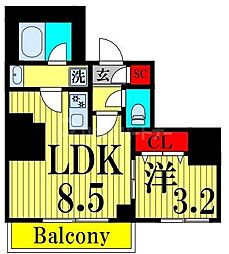 クラリティア西日暮里 1LDKの間取図画像