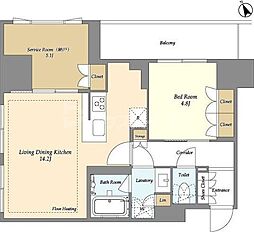 オアーゼ日暮里レジデンス 1SLDKの間取図画像