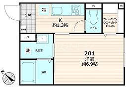 仮称ヴィヴレ田端 2階1Kの間取り