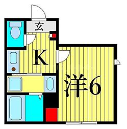 リヴィエール 1階1Kの間取り