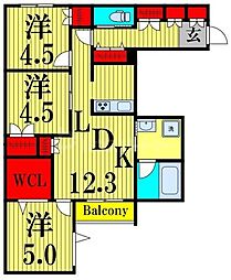 メゾンクレール谷在家 1階2SLDKの間取り