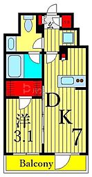ルフォンプログレ浅草入谷 3階1DKの間取り