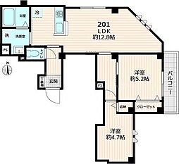仮称）グレース 3階2LDKの間取り