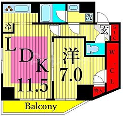 レジディア町屋 6階1LDKの間取り