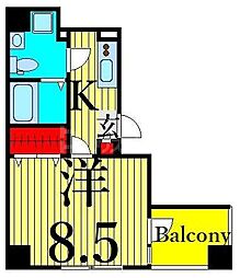 エスファルベプレスト東日暮里 5階1Kの間取り