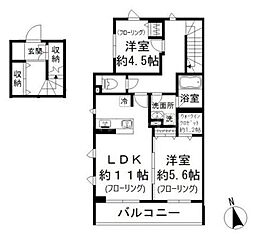 小日向テラスハウス 2階2LDKの間取り