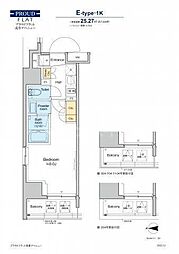 プラウドフラット浅草アベニュー 8階1Kの間取り