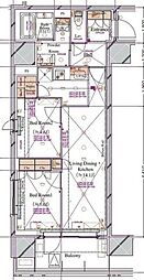 ブランシエスタ浅草蔵前 2LDKの間取図画像