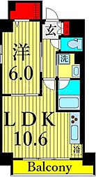 エリタージュ根岸 1LDKの間取図画像