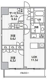 グランエール西日暮里NORTH 2SLDKの間取図画像