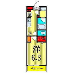 リブリ・IshidaIII 3階1Kの間取り