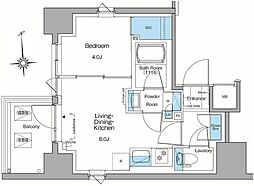 ルフォンプログレ田原町 1LDKの間取図画像