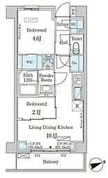 インスタイルレジデンス本駒込 2LDKの間取図画像