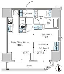 アーバネックス上野 2LDKの間取図画像
