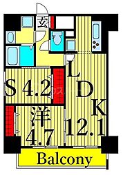 グランデュール富士 1SLDKの間取図画像