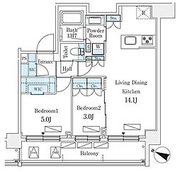 シーズンフラッツ町屋 2LDKの間取図画像