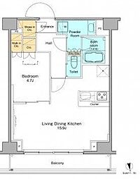 プラウドフラット浅草 1LDKの間取図画像