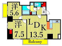 HF田端レジデンス 2LDKの間取図画像