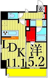 ジオエント上野松が谷 1LDKの間取図画像