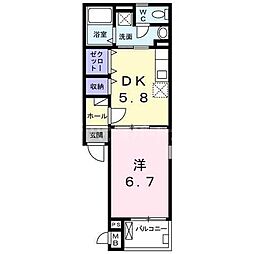 UT浮間 1DKの間取図画像