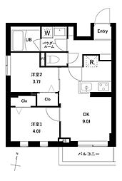 プレセダン千駄木 2LDKの間取図画像