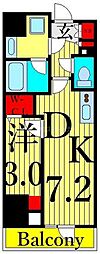 リビオメゾン上野松が谷 1DKの間取図画像