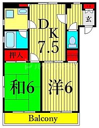 シャリエ三ノ輪 2DKの間取図画像