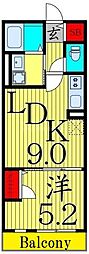 ヴィラブランシュ 1LDKの間取図画像