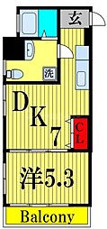 高久ビル 1DKの間取図画像