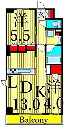 スプランディッド西日暮里 2LDKの間取図画像