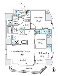 プライムブリス新御徒町 3LDKの間取図画像