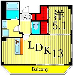 カルム日暮里レジデンス 1LDKの間取図画像