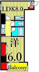 オリーブマンション荒川 1LDKの間取図画像