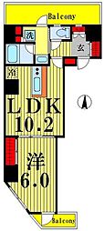 シェフルール新御徒町1 1LDKの間取図画像