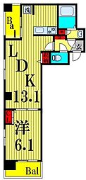 Bloom南千住 1LDKの間取図画像