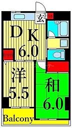パストラルヒロ 2DKの間取図画像