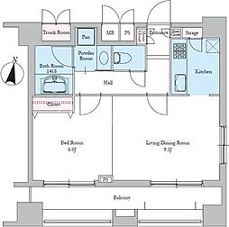 レジディア文京音羽2 1LDKの間取図画像
