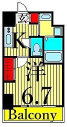 ブランシュワ 1Kの間取図画像