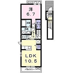 ロワールF 1LDKの間取図画像