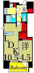 ライトテラス上野 1LDKの間取図画像