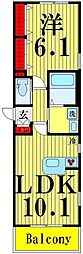 ディアメゾン 1LDKの間取図画像