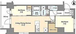 ジオエント上野稲荷町 2LDKの間取図画像