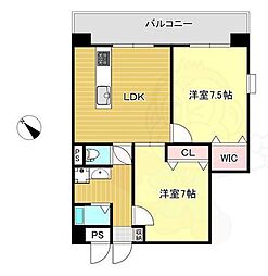 プレジールカヤシマ弐番館 2LDKの間取図画像