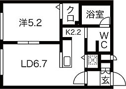ブランノワールDECO 4階1LDKの間取り
